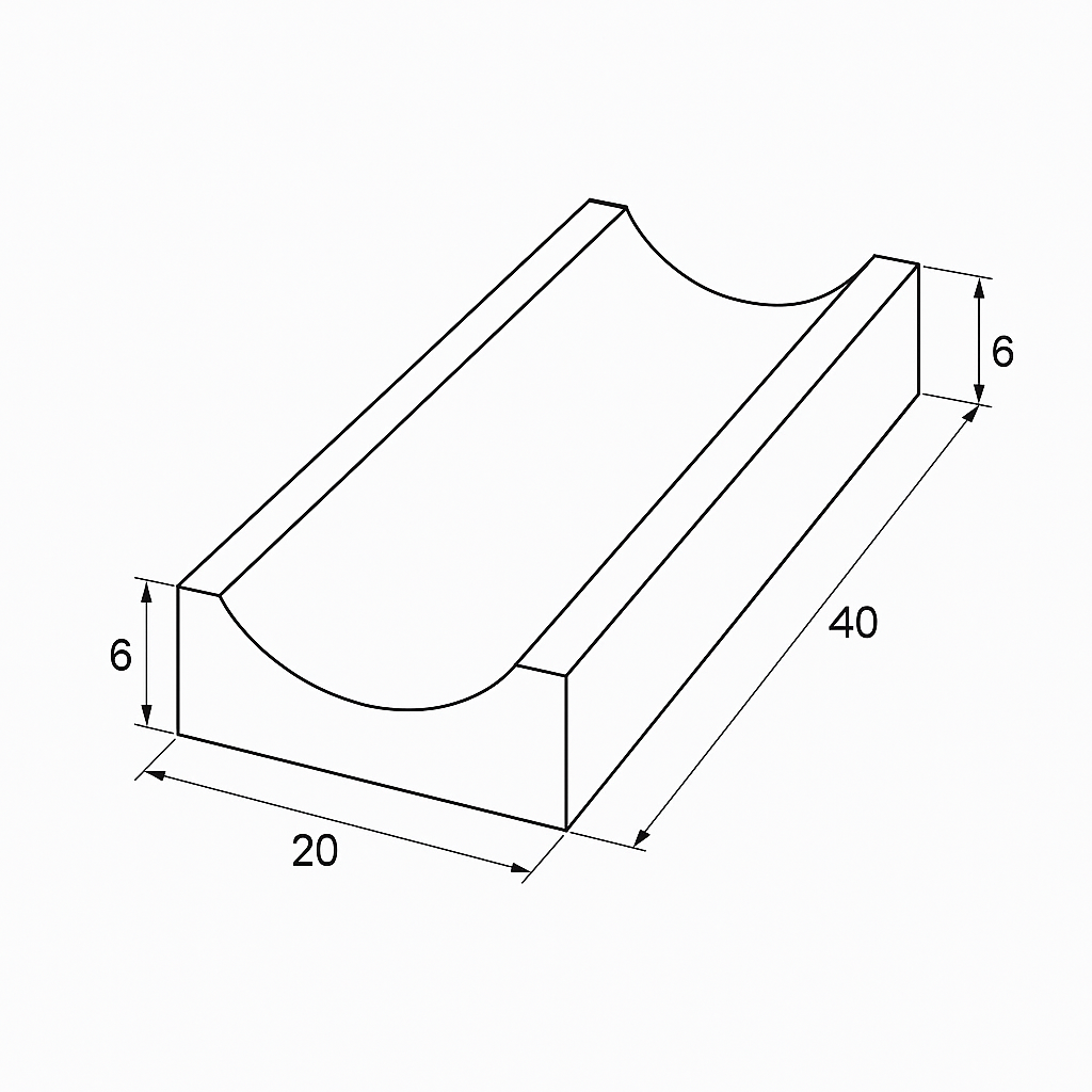 Oluk Taşı 20x40x6 cm
